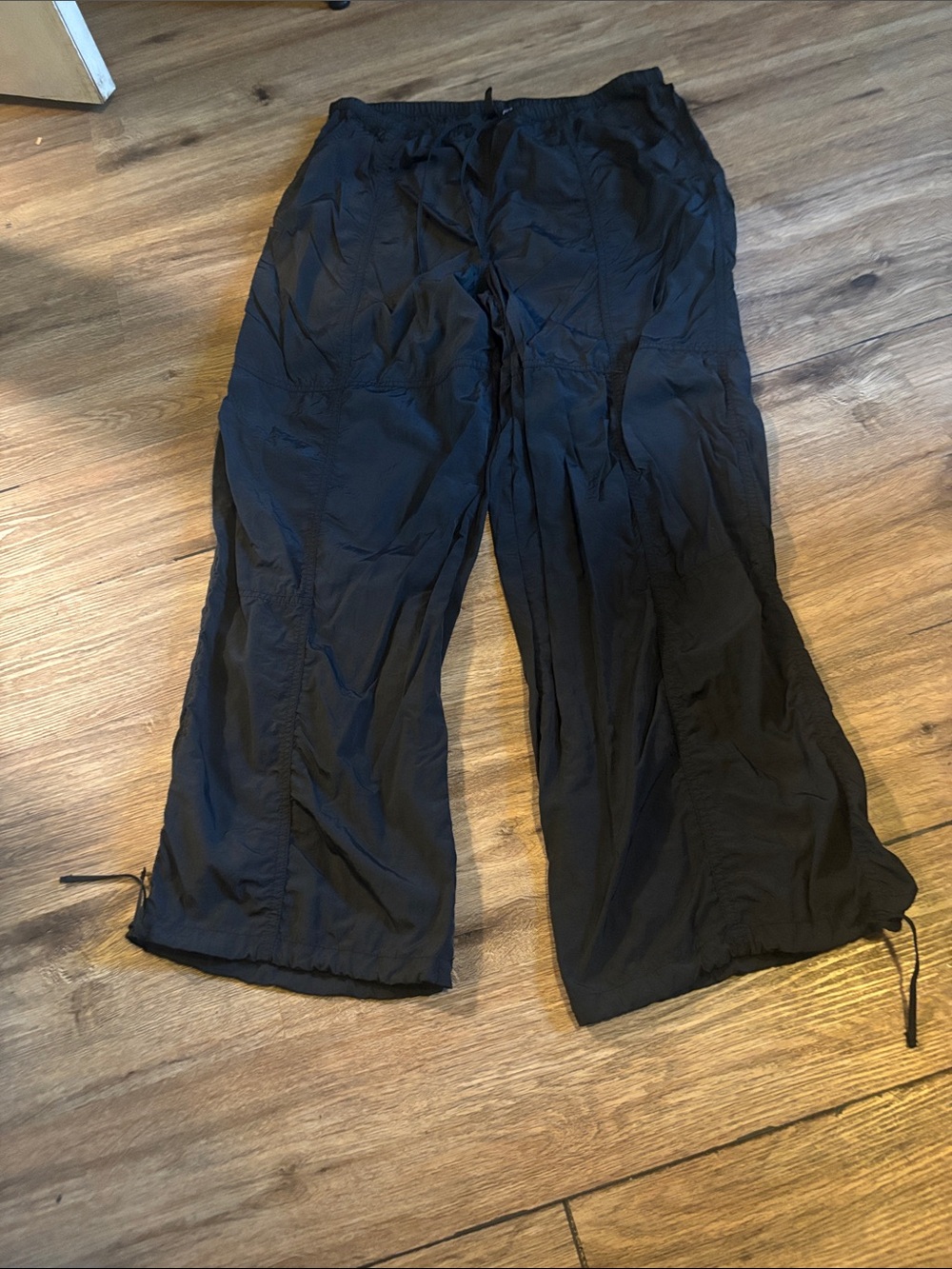 Lightweight Black Drawstring Casual Pants